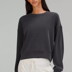 🖤Sz 0 LULULEMON Black / Grey Perfectly Softstreme Oversized Crew Sweatshirt XXS